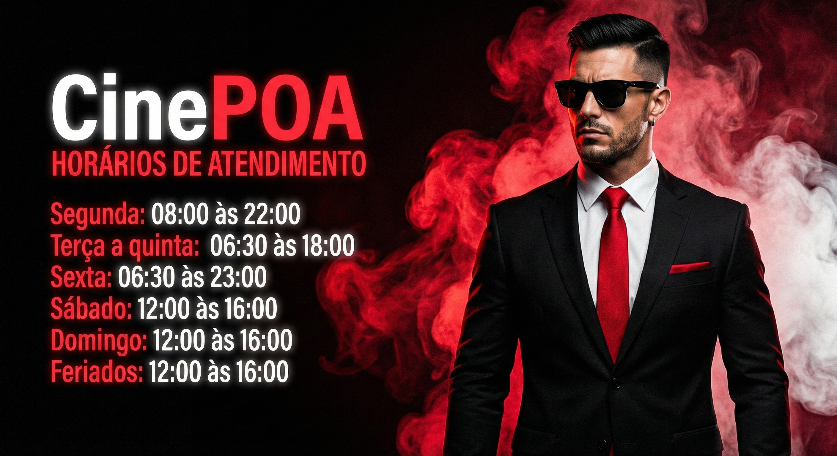 Tabela de Horários de Atendimento do Suporte Master CinePOA